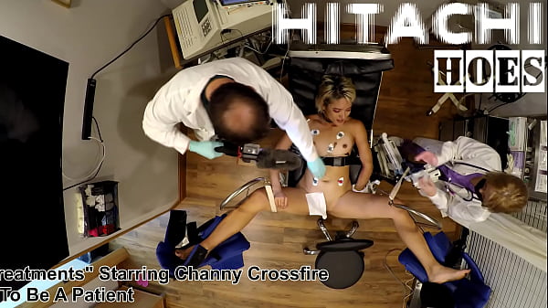 BTS - Desnuda Channy Crossfire en los tratamientos hist&eacute;ricos del Dr. Hitachi, la modelo es atada a la mesa de examen y liberada despu&eacute;s de terminar